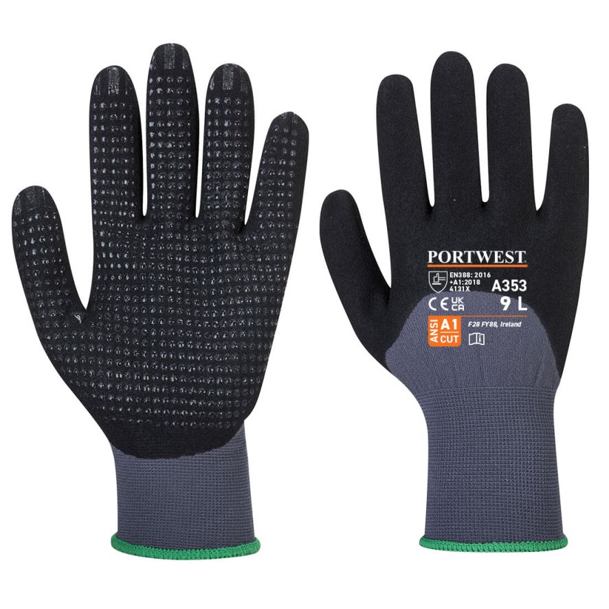 DermiFlex Ultra Plus Glove, L, R, Grey/Black