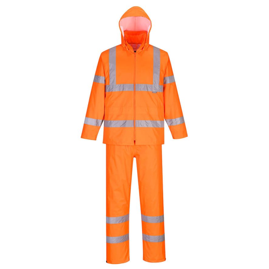 Hi-Vis Packaway Rain Suit , 4XL, R, Orange