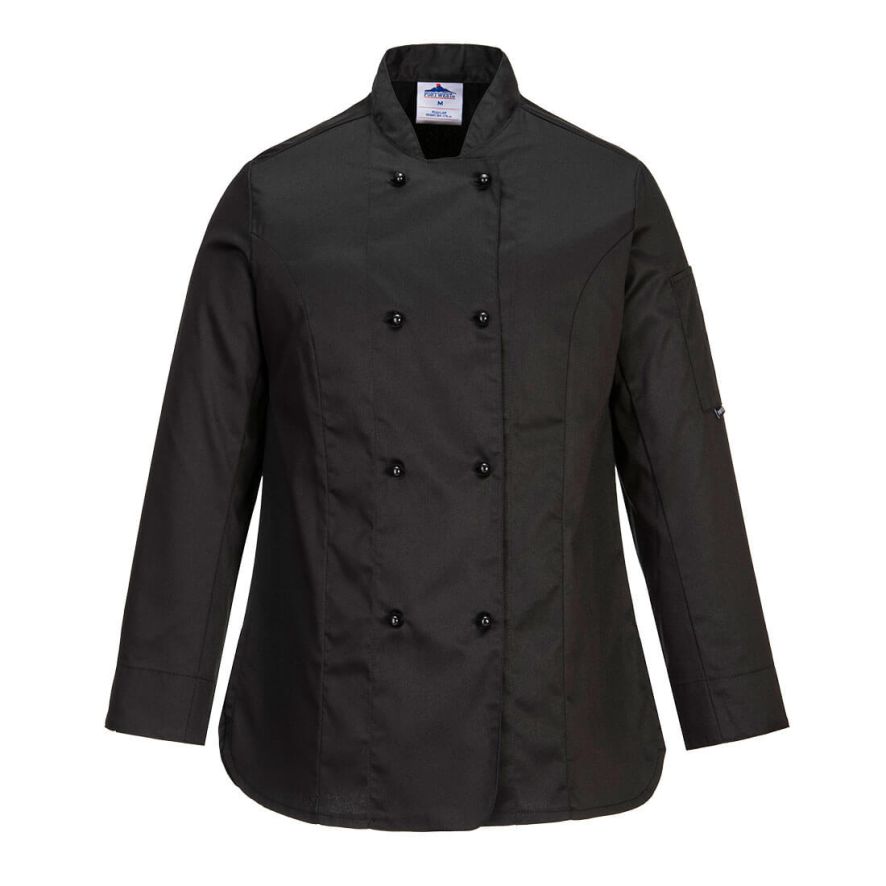 Rachel Women's Chefs Jacket L/S, L, R, Black
