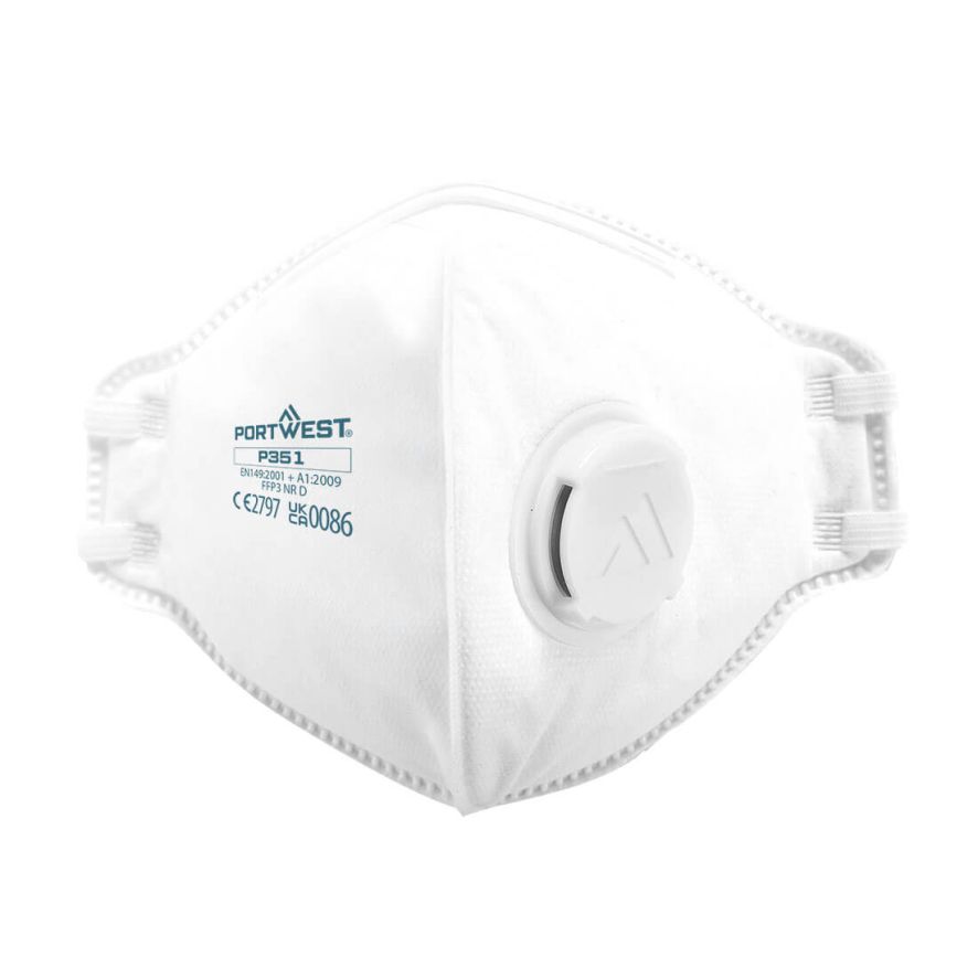 FFP3 Valved Dolomite Fold Flat Respirator (Pk20), , R, White