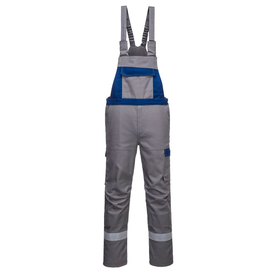 Bizflame Industry Two Tone Bib and Brace, L, R, Grey