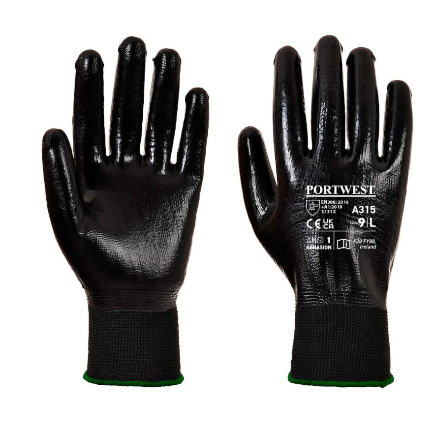 All-Flex Grip Glove, L, R, Black