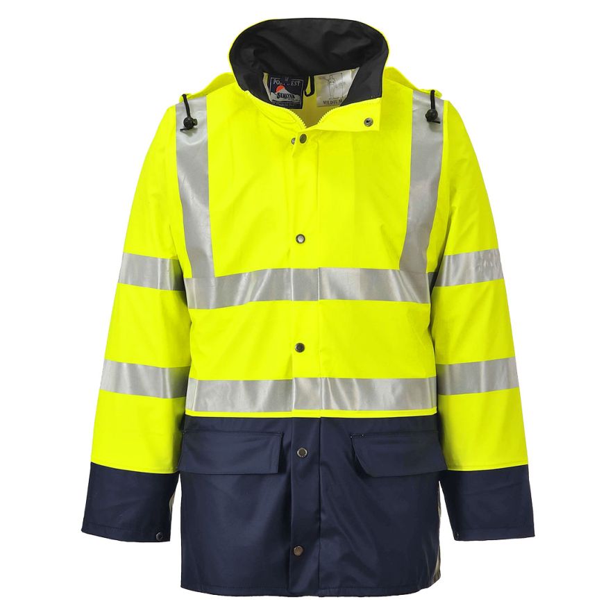 Sealtex Ultra Hi-Vis Contrast Rain Jacket , L, R, Yellow/Navy