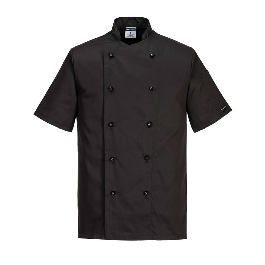 Kent Chefs Jacket S/S, 4XL, R, Black