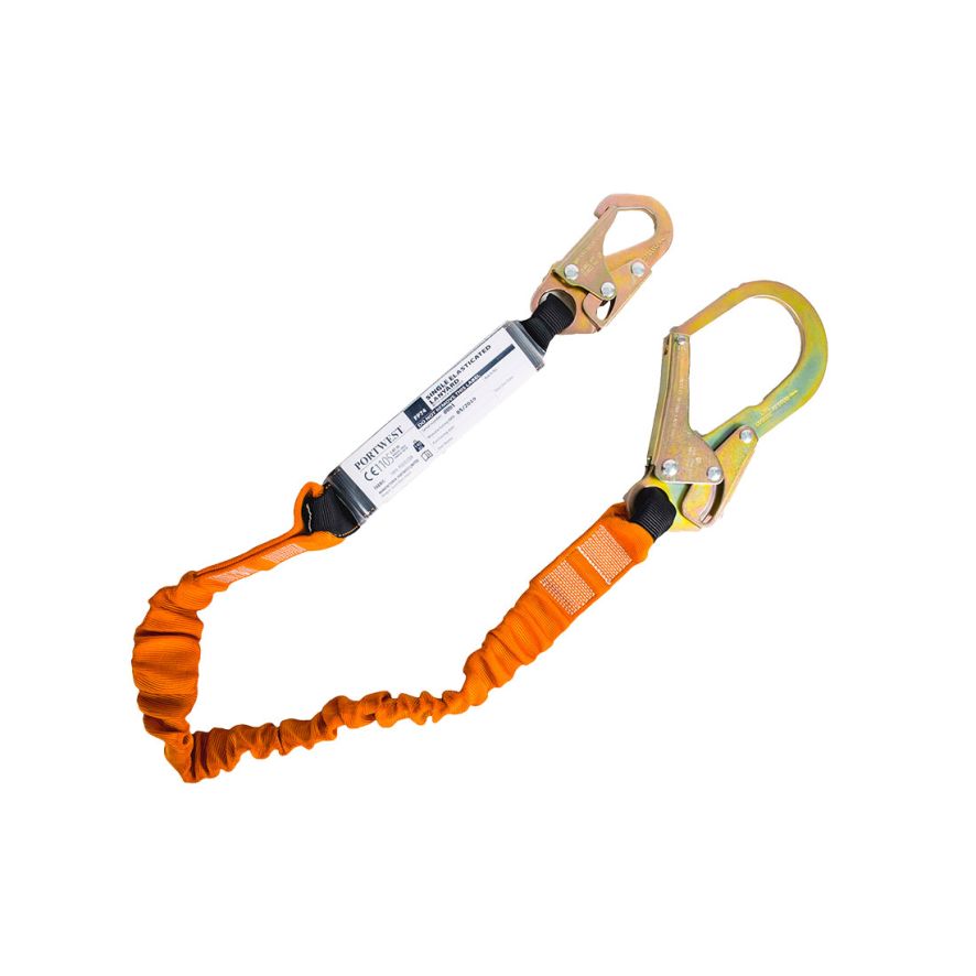 Single 140kg 1.8m Lanyard with Shock Absorber, , R, Black/Orange