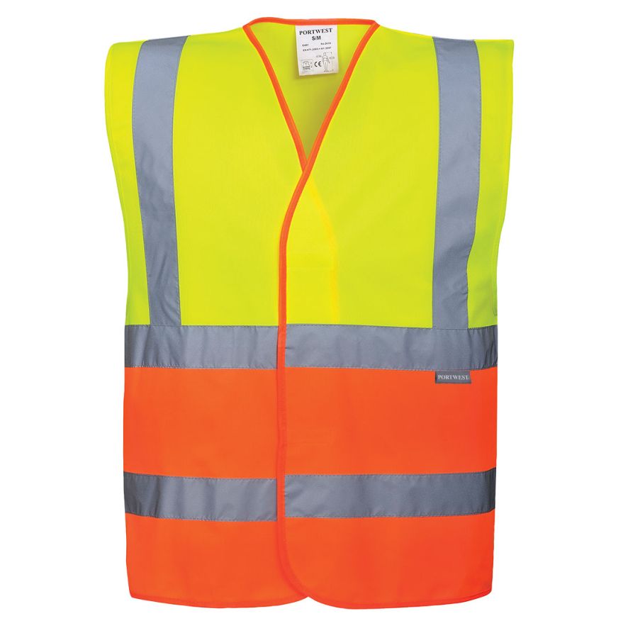 Hi-Vis Band and Brace Contrast Vest , L/XL, R, Yellow/Orange