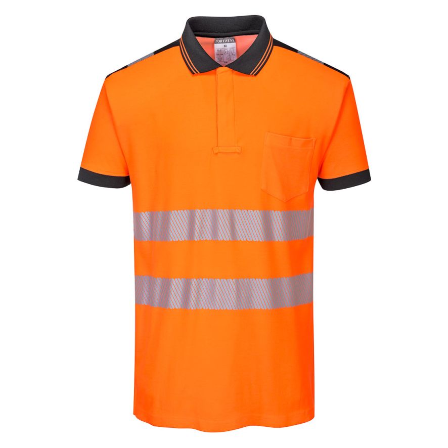 PW3 Hi-Vis Cotton Comfort Polo Shirt S/S , 4XL, R, Orange/Black