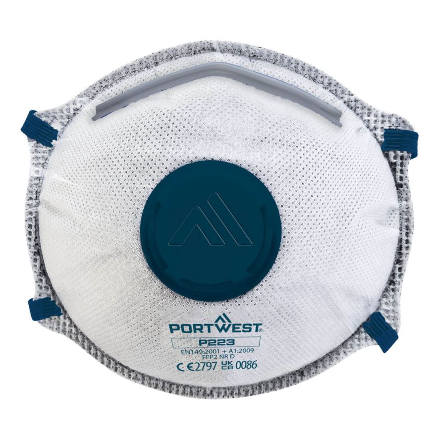 FFP2 Carbon Valved Dolomite Respirator (Pk10), , R, White