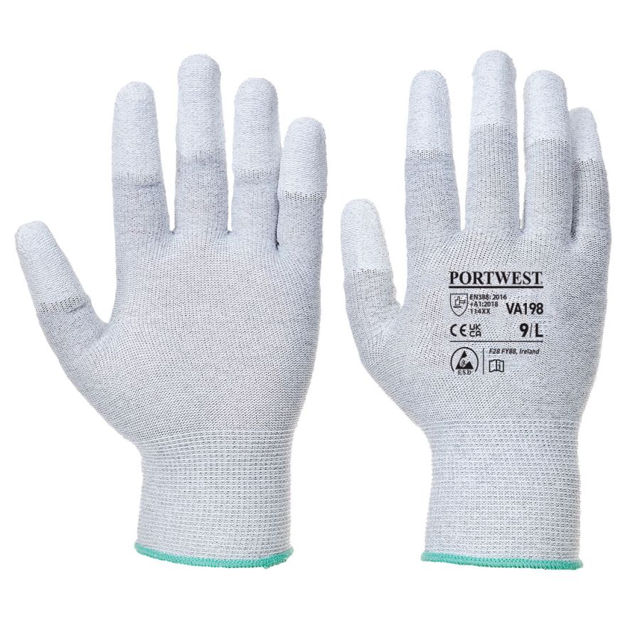 Vending Antistatic PU Fingertip Glove, M, R, Grey