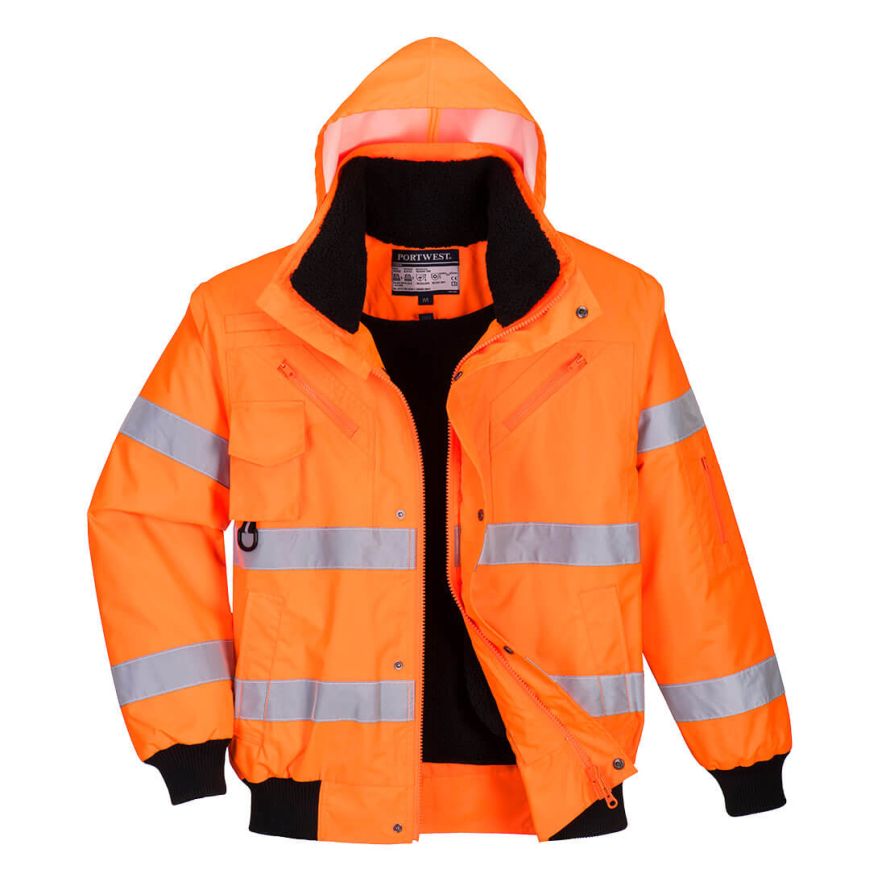 Hi-Vis 3-in-1 Bomber Jacket , L, R, Orange