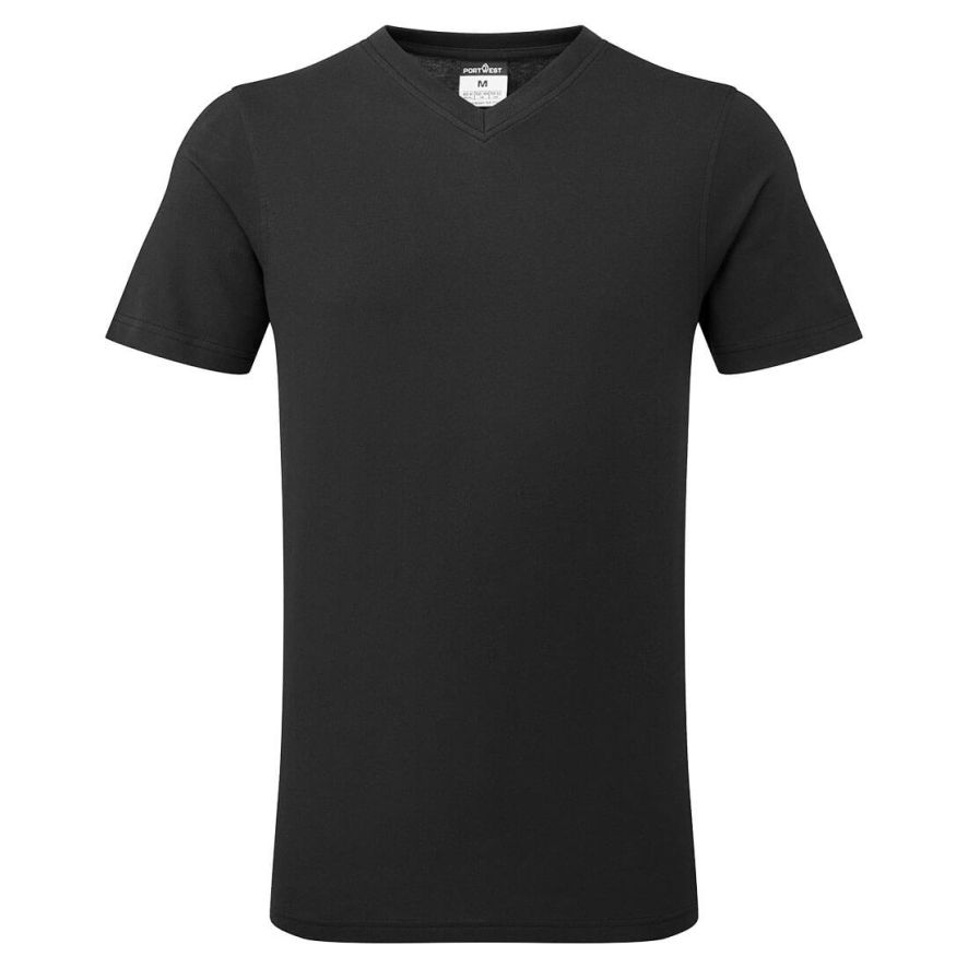 V-Neck Cotton T-Shirt, L, R, Black