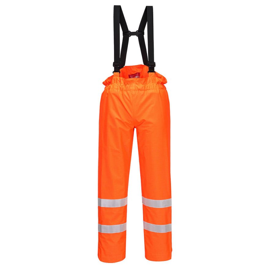 Bizflame Rain Unlined Hi-Vis Antistatic FR Trousers, L, R, Orange