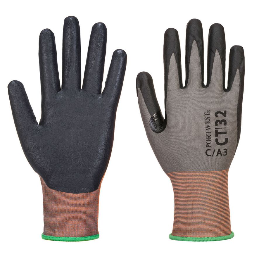 CT Cut C18 Nitrile Glove, L, R, Grey/Black