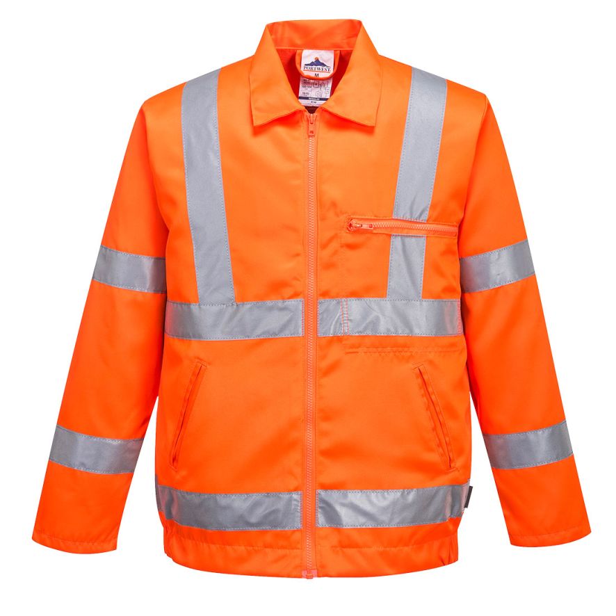 Hi-Vis Polycotton Bomber Jacket , L, R, Orange