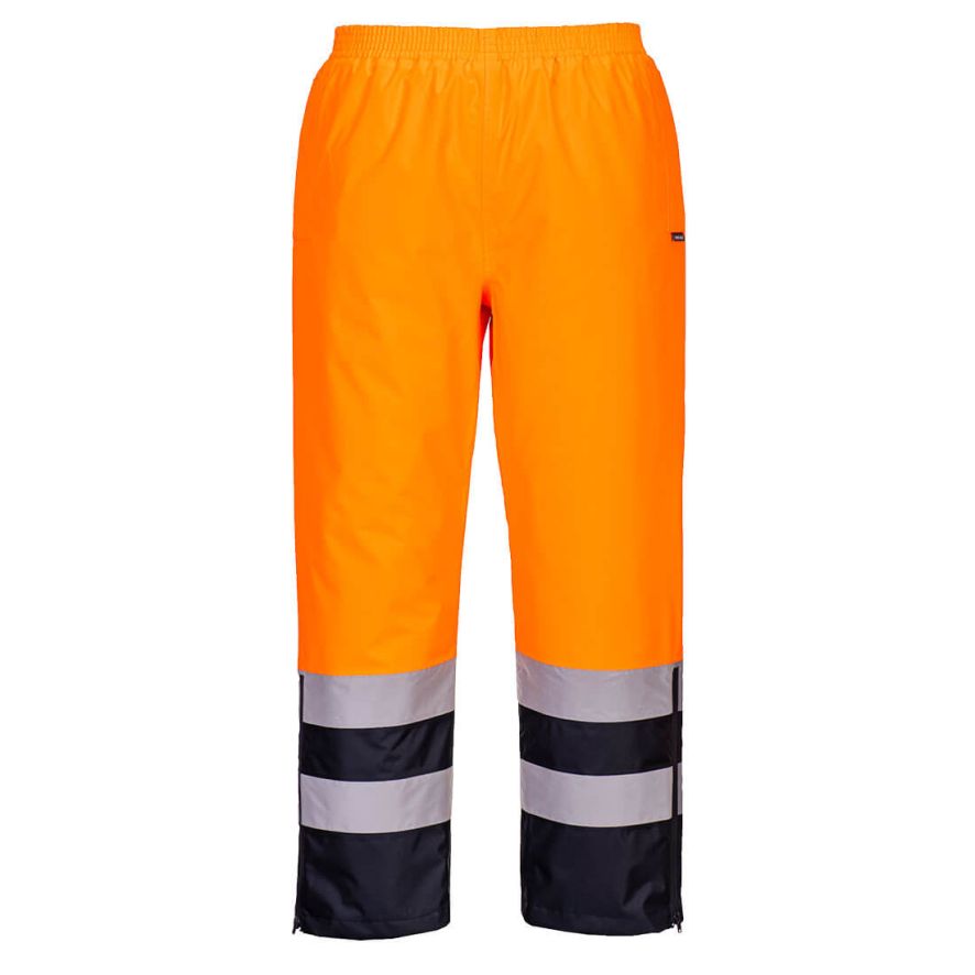 Hi-Vis Winter Trousers, L, R, Orange/Navy