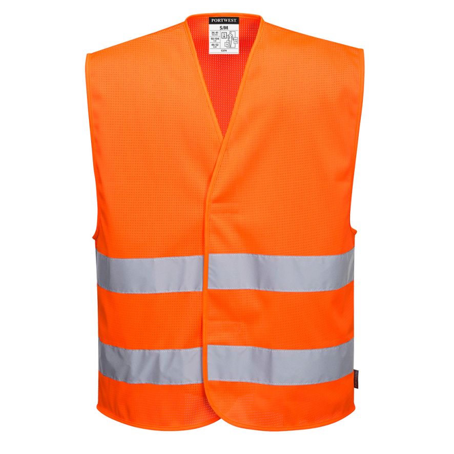 Hi-Vis Mesh Two Band Vest, 4X/5X, R, Orange