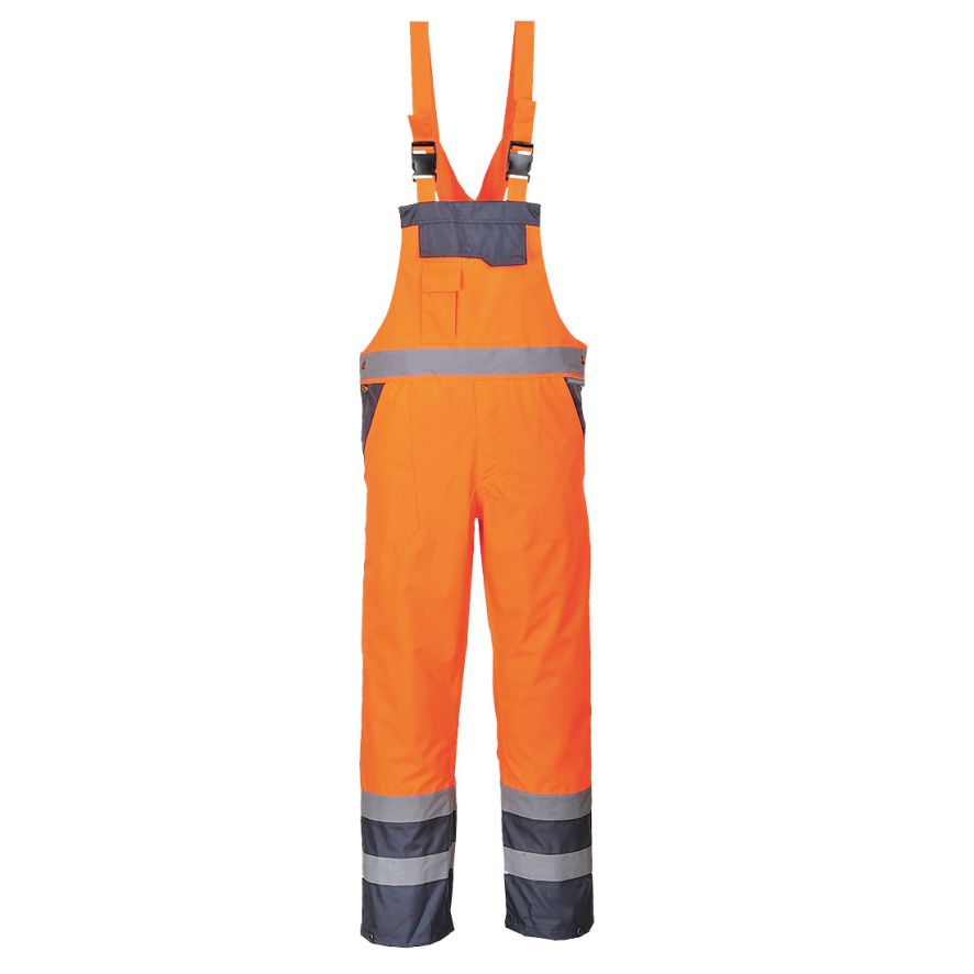 Hi-Vis Breathable Contrast Rain Bib and Brace, 4XL, R, Orange/Navy