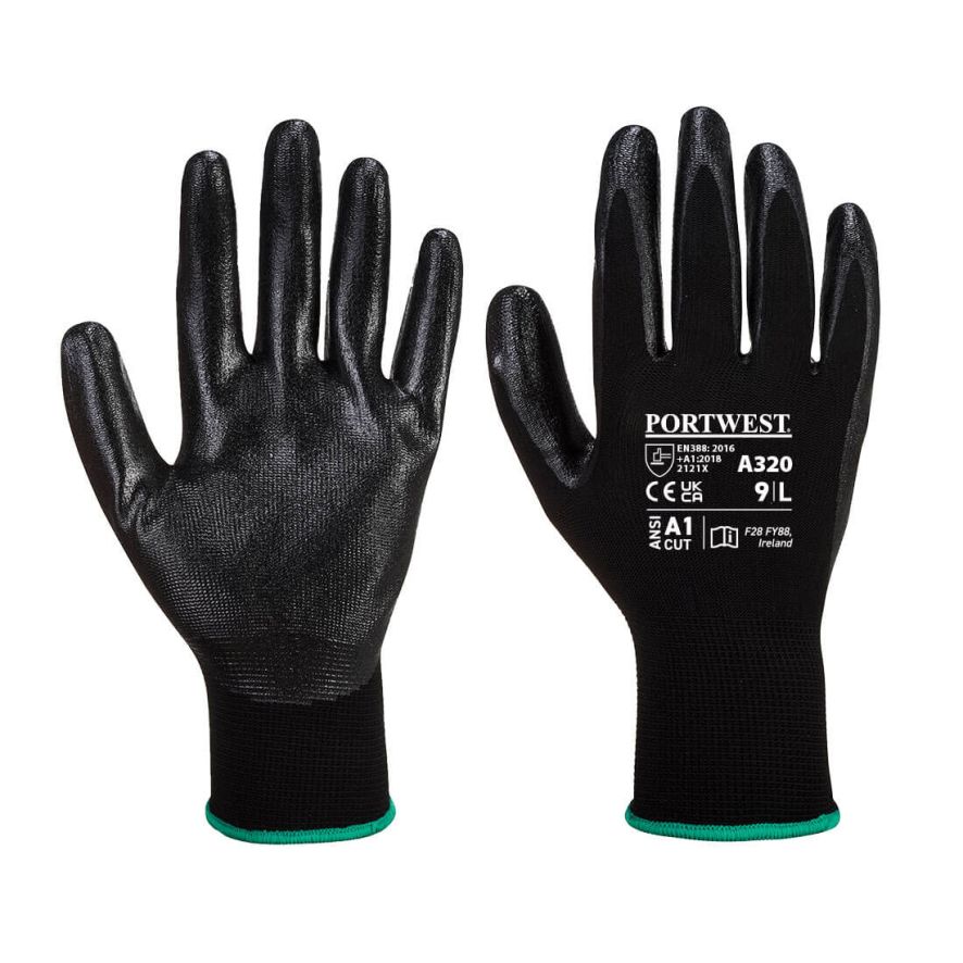 Dexti-Grip Glove, L, R, Black