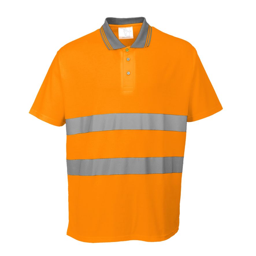 Hi-Vis Cotton Comfort Polo Shirt S/S , 4XL, R, Orange