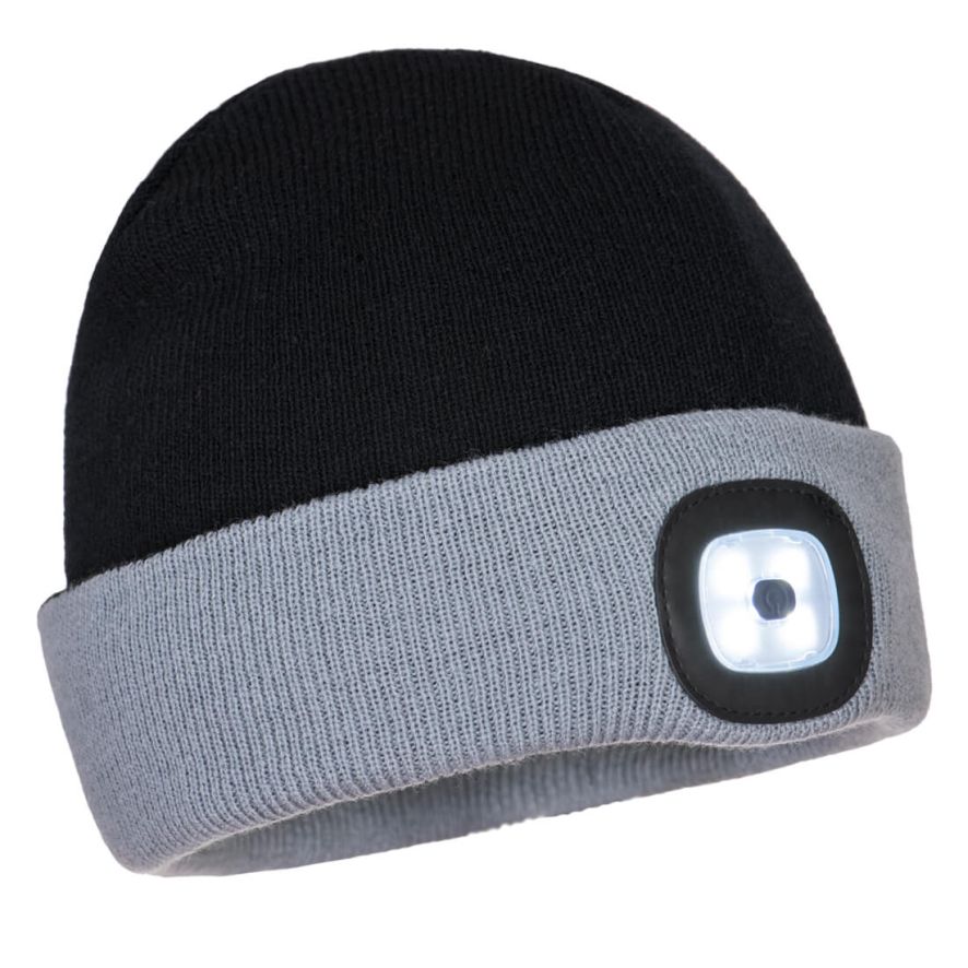 Two Tone LED Rechargeable Beanie, , G, Black/Grey