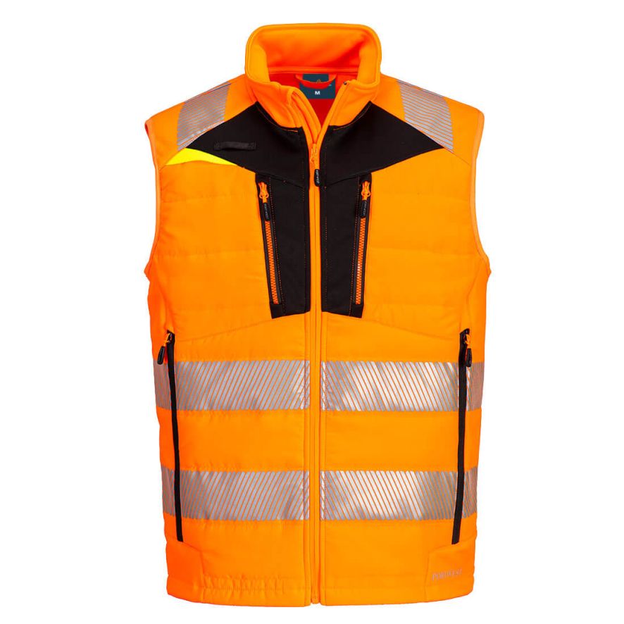 DX4 Hi-Vis Hybrid Baffle Bodywarmer, 4XL, R, Orange/Black