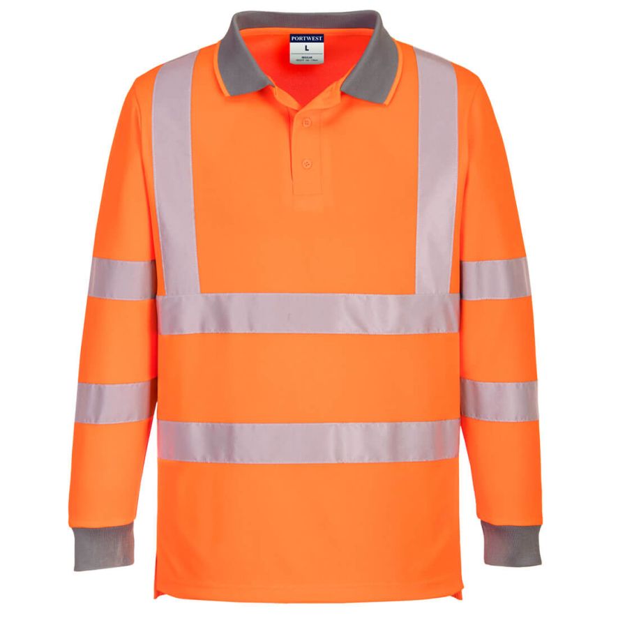 Eco Hi-Vis Polo Shirt L/S (6 Pack) , 4XL, R, Orange