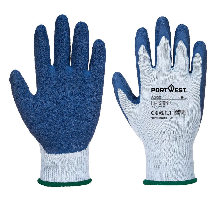 Grip Glove - Latex, L, R, Grey/Blue