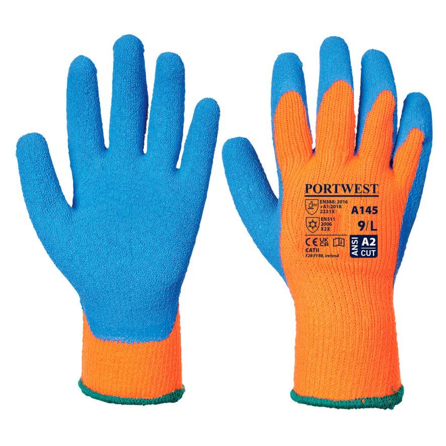Cold Grip Glove, L, L, Orange/Blue