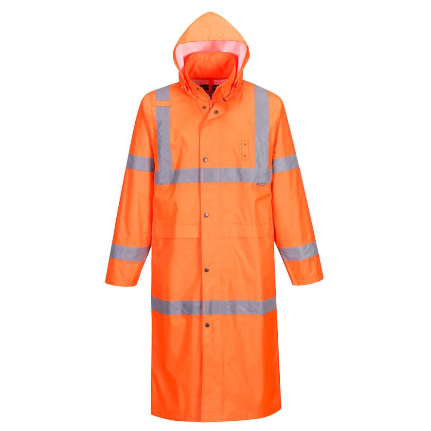 Hi-Vis Rain Coat 122cm , L, R, Orange