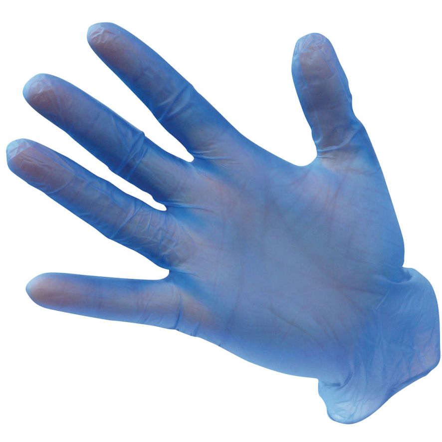 Powder Free Vinyl Disposable Glove (Pk100), L, U, Blue