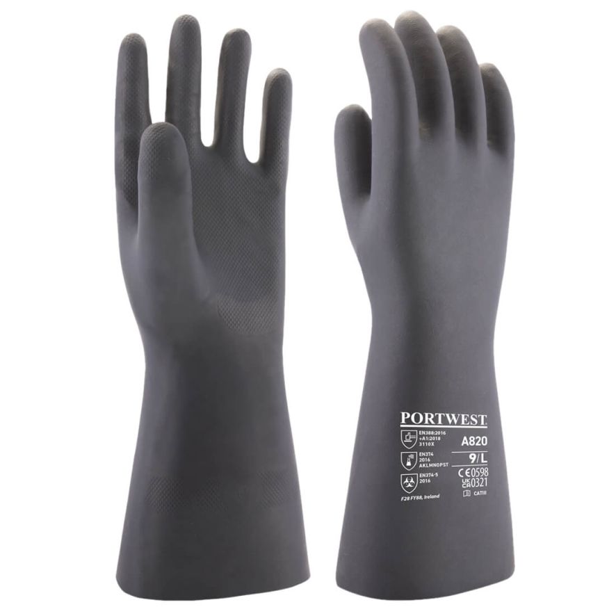Neoprene Chemical Gauntlet, L, R, Black