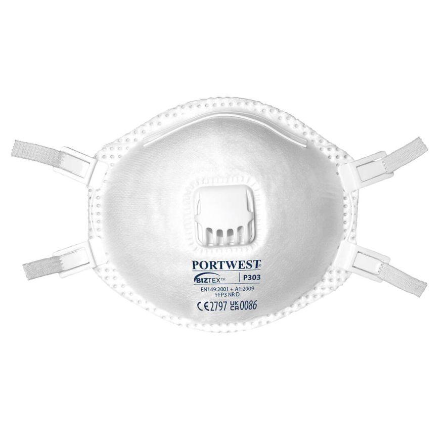 FFP3 Valved Dolomite Respirator (Pk10), , R, White