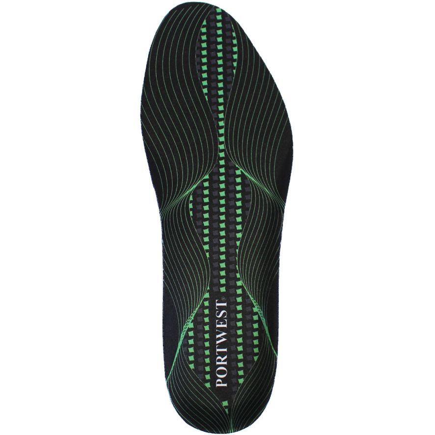 Gel Cushion & Arch Support Insole, L, N, Black/Green
