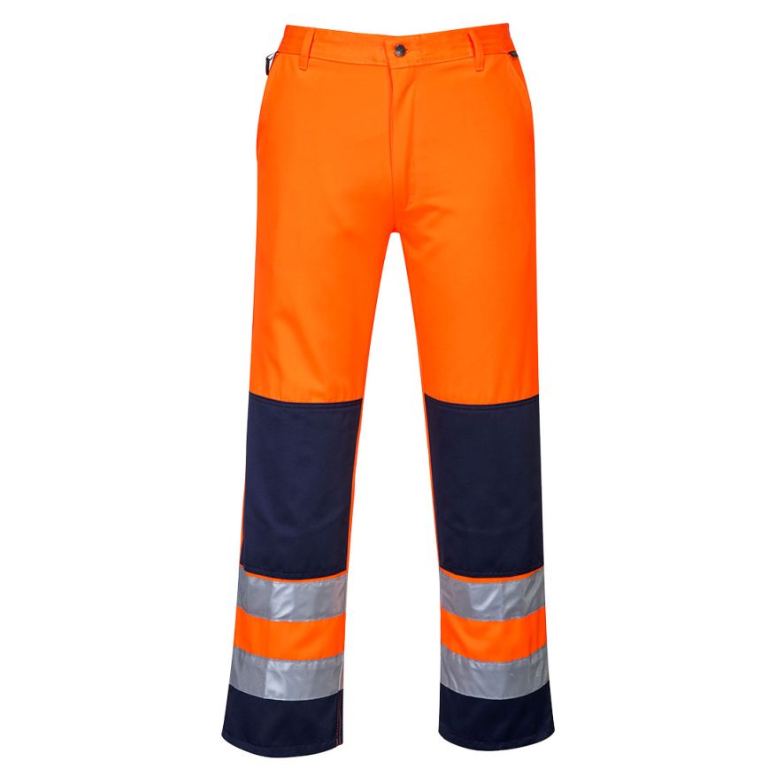 Seville Hi-Vis Contrast Work Trousers, L, R, Orange/Navy