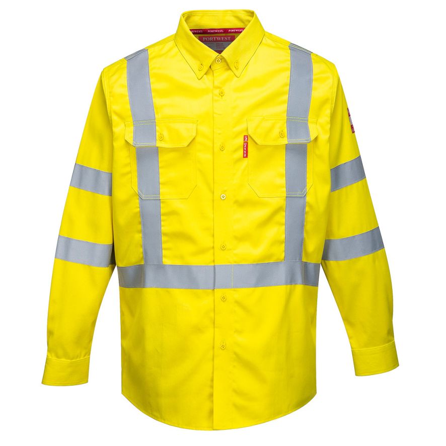 Bizflame 88/12 FR Hi-Vis Shirt, L, R, Yellow