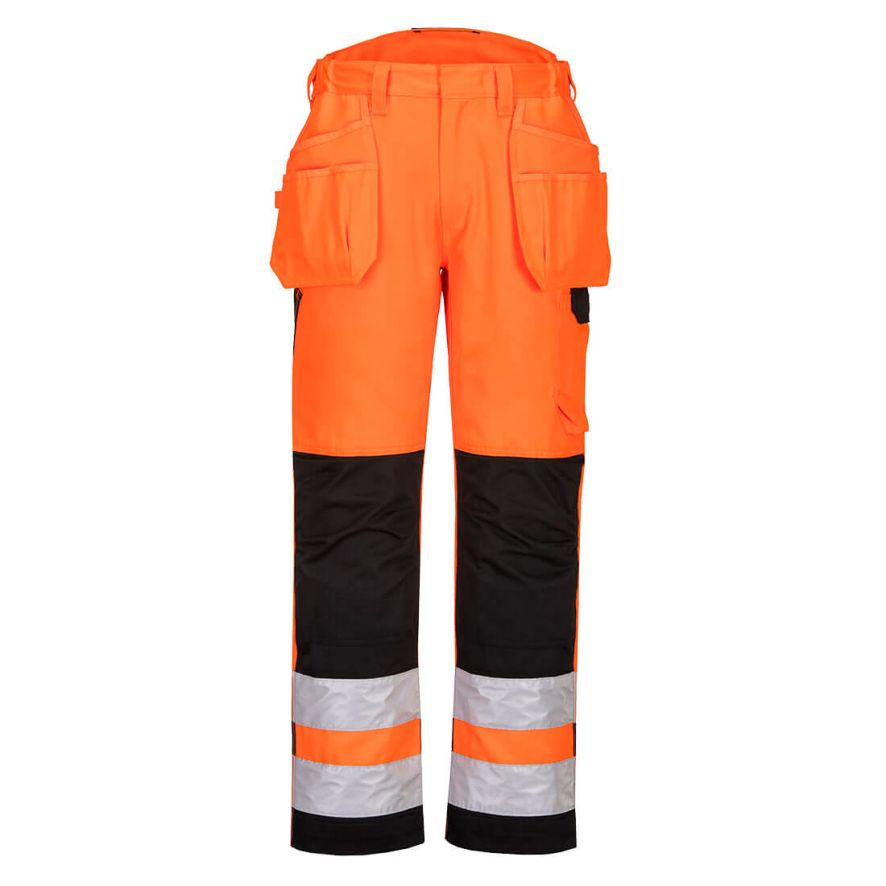 PW2 Hi-Vis Holster Pocket Trousers, 28, R, Orange/Black