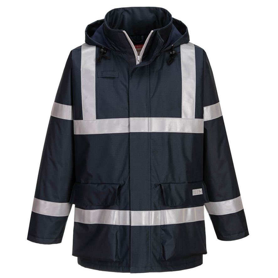 Bizflame Rain Anti-Static FR Jacket, L, R, Navy