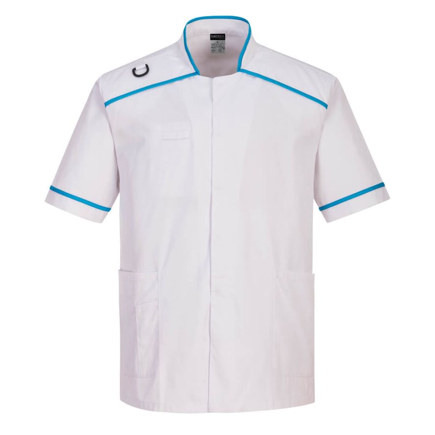 Men's Medical Tunic, L, R, White/Aqua