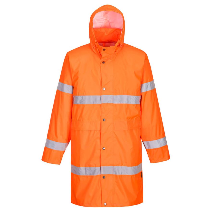 Hi-Vis Rain Coat 100cm , 4XL, R, Orange
