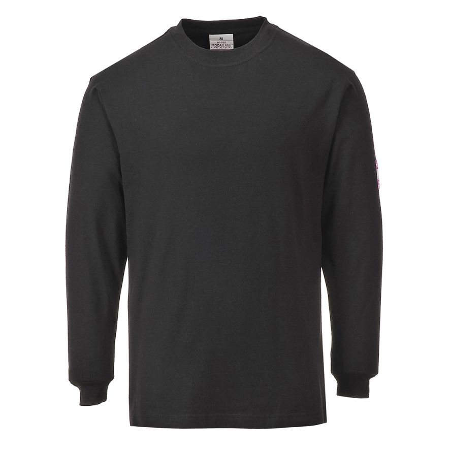Flame Resistant Anti-Static Long Sleeve T-Shirt, L, R, Black