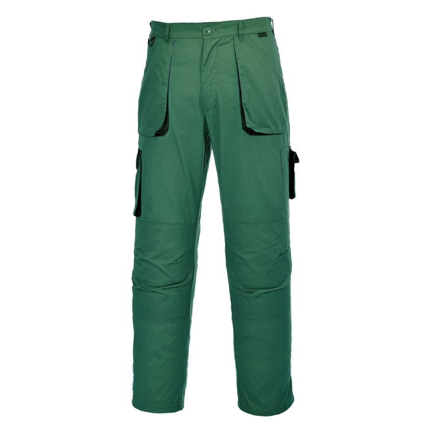Portwest Texo Contrast Trousers, L, R, Bottle Green