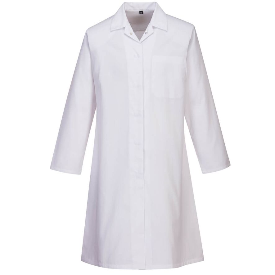 Women's Food Coat, One Pocket, L, R, White