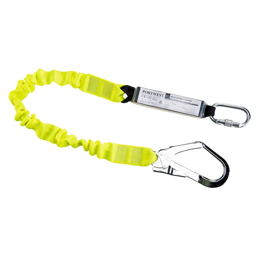 Single Elasticated 1.8m Lanyard With Shock Absorber, , R, Yellow