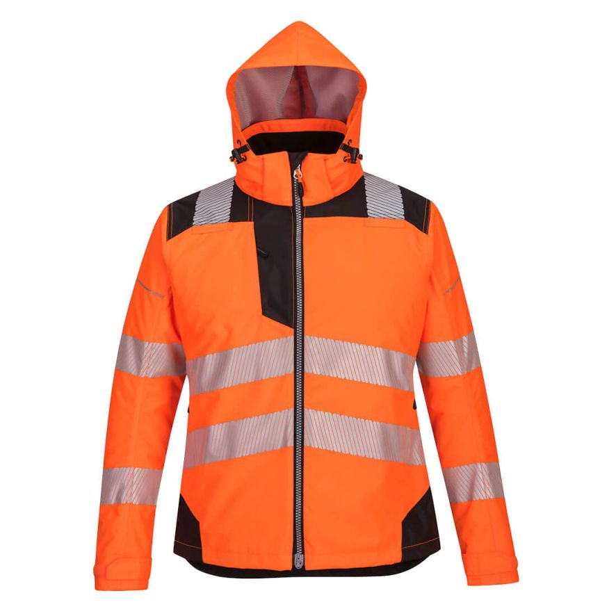 PW3 Hi-Vis Women's Winter Jacket, L, R, Orange/Black