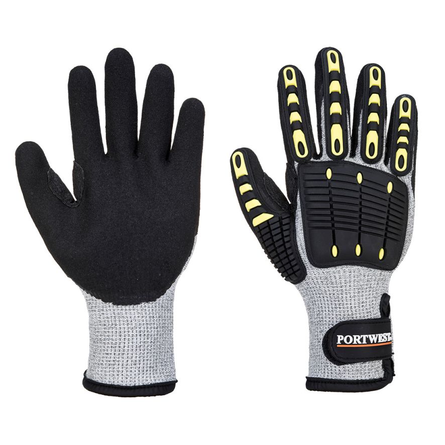 Anti Impact Cut Resistant Thermal Glove, L, R, Grey/Black