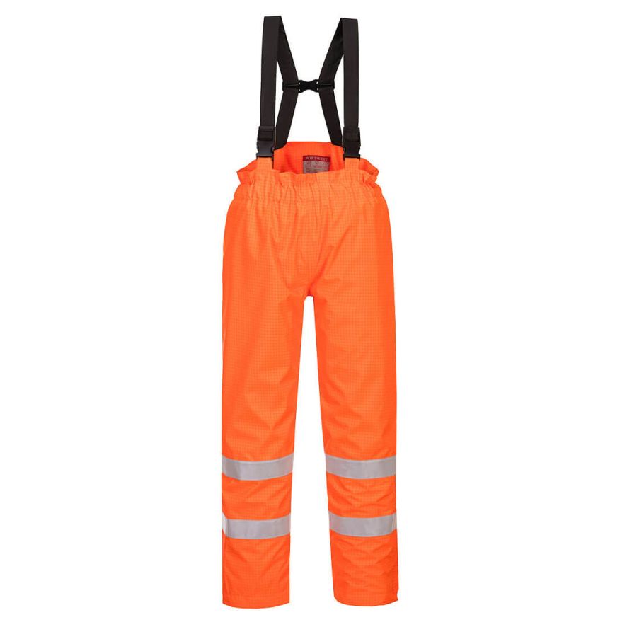 Bizflame Rain Lined Hi-Vis Antistatic FR Trousers, L, R, Orange