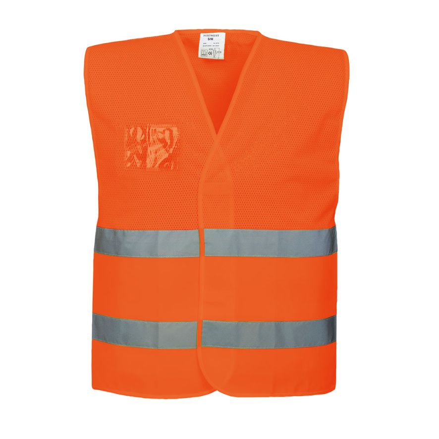 Hi-Vis Half Mesh Two Band Vest , 4X/5X, R, Orange