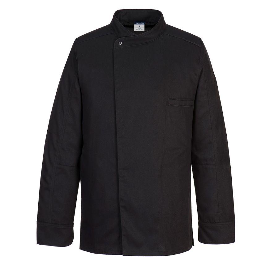 Surrey Chefs Jacket L/S, L, R, Black