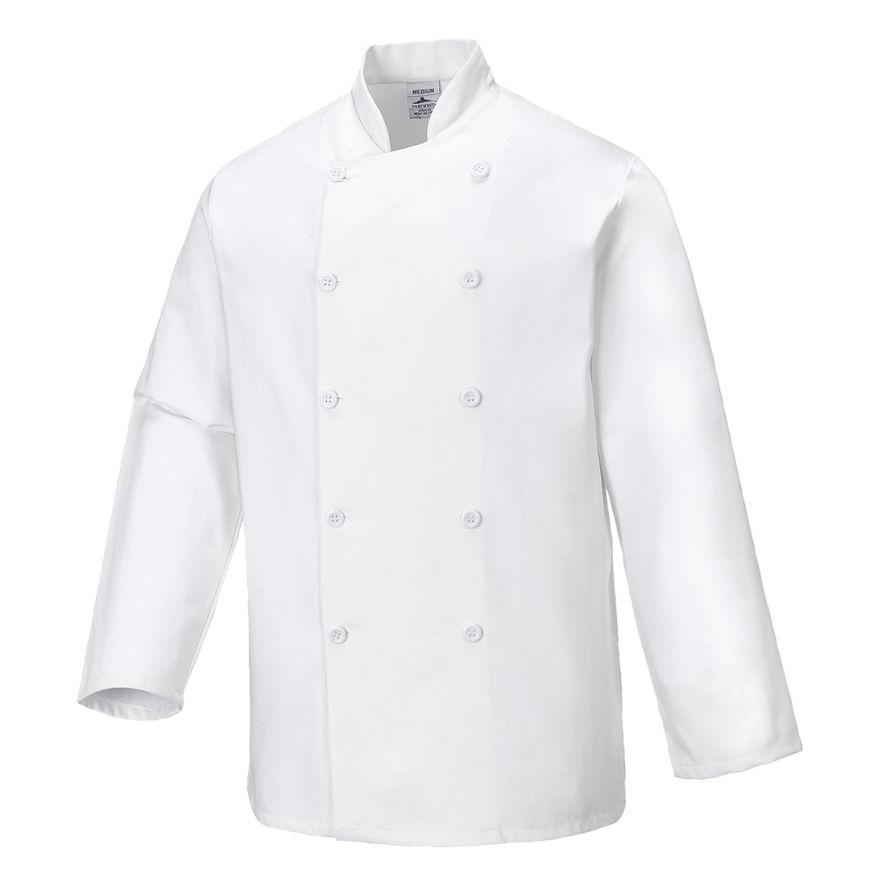 Sussex Chefs Jacket L/S, L, R, White