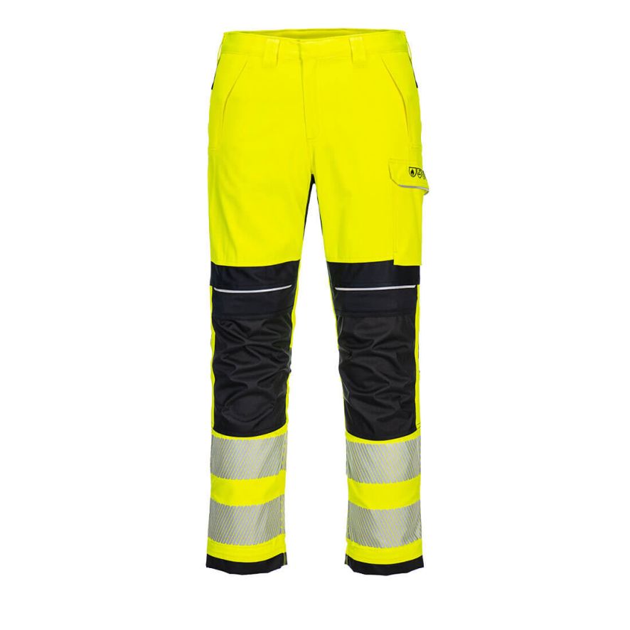 PW3 FR Hi-Vis Work Trousers, 28, R, Yellow/Black